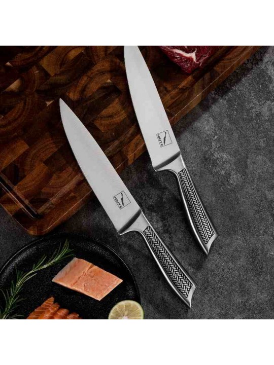 Hinye- 8" Hollow Handle Embossed Chef's Knife