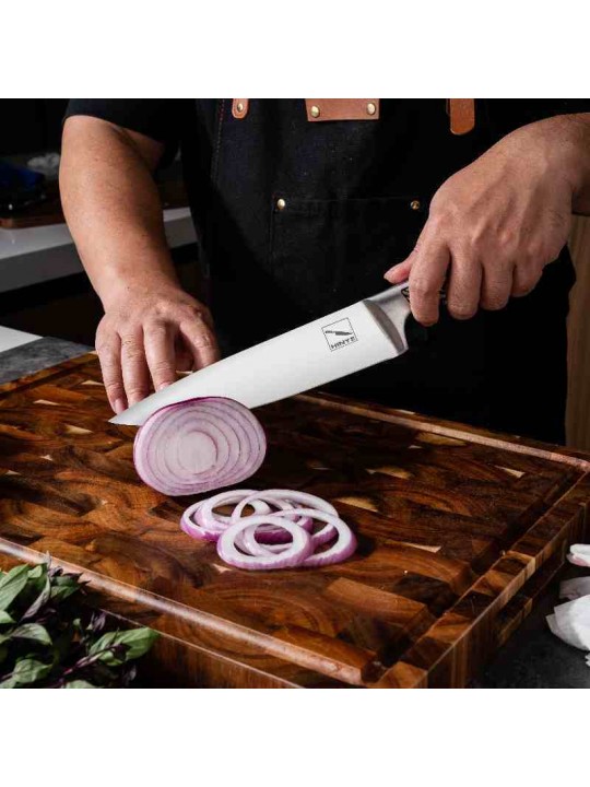 Hinye- 8" Hollow Handle Embossed Chef's Knife