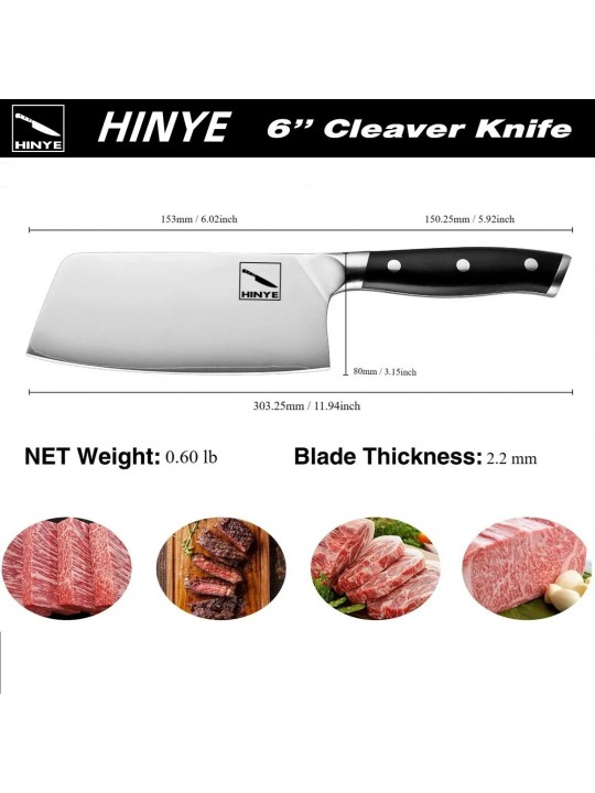 Hinye-Stahl Tri-ply 6" Cleaver