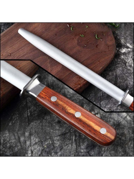 HINYE-DIAMOND-GRAIN COATED SHARPENING ROD WITH ROSEWOOD HANDLE