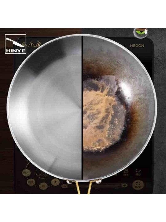 Hinye-Household uncoated 316 stainless steel pan, steak frying pan