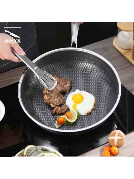 Hinye-Household 316 stainless steel double-sided wok, frying pan, hone