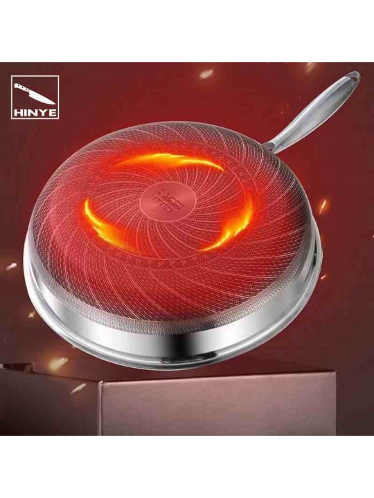 Hinye-Household 316 stainless steel double-sided wok, frying pan, hone