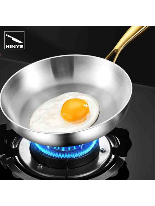 Hinye-Household uncoated 316 stainless steel pan, steak frying pan