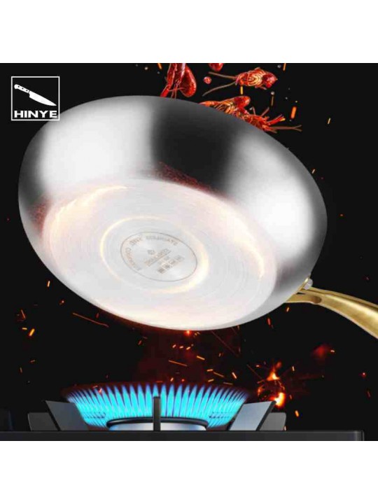 Hinye-Household uncoated 316 stainless steel pan, steak frying pan