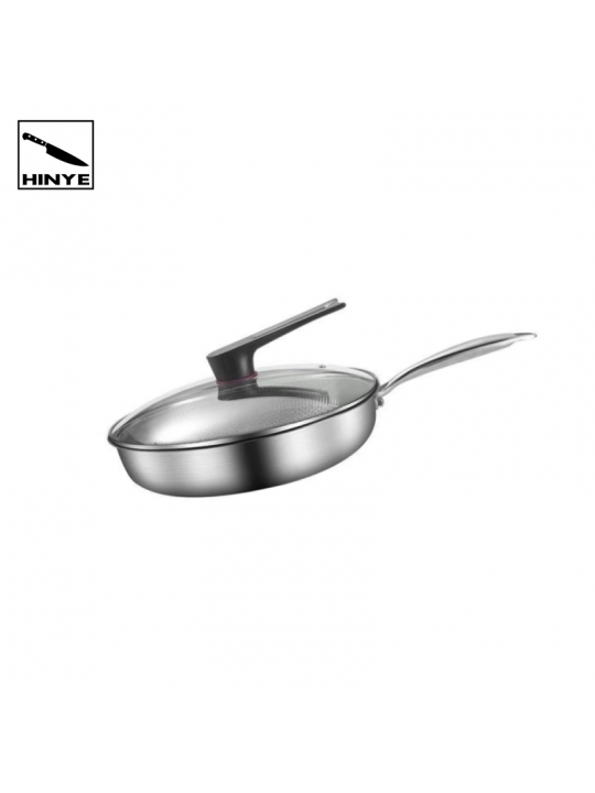 Hinye-Household 316 stainless steel double-sided wok, frying pan, hone