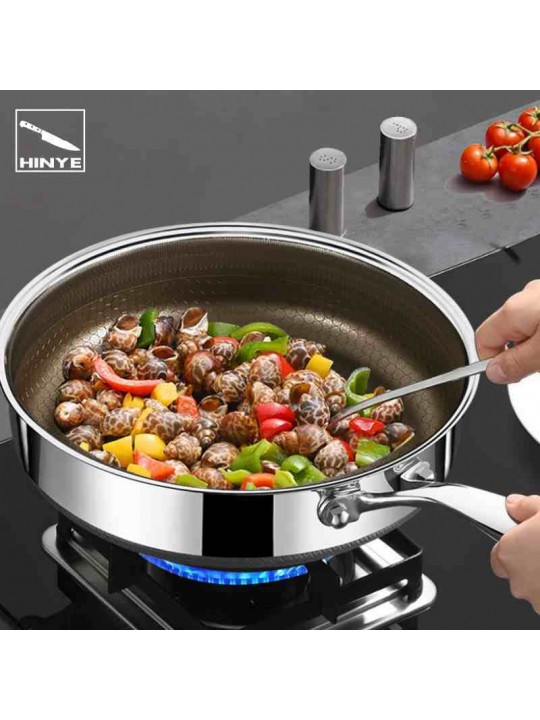 Hinye-316L stainless steel titanium honeycomb non-stick frying pan for