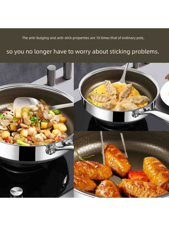 Hinye-316L stainless steel titanium honeycomb non-stick frying pan for