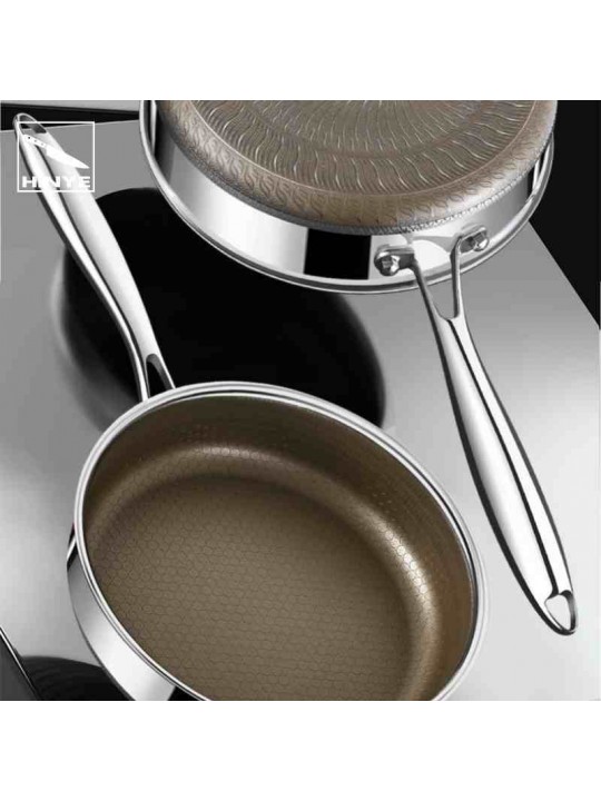 Hinye-316L stainless steel titanium honeycomb non-stick frying pan for