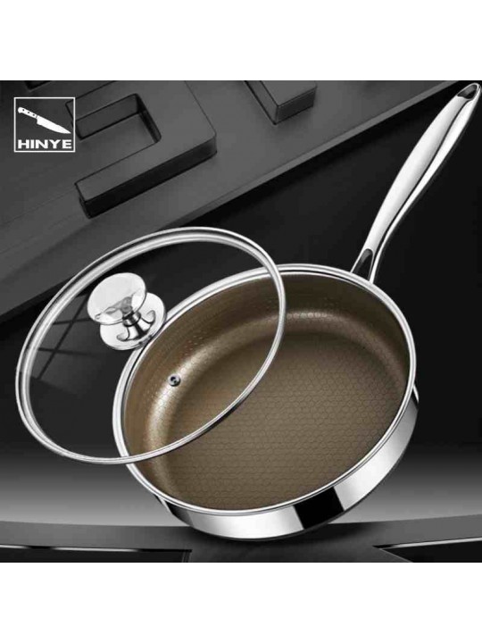 Hinye-316L stainless steel titanium honeycomb non-stick frying pan for