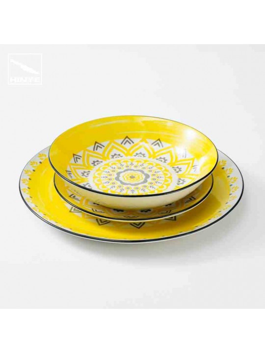 Hinye-Ceramic Printed Boho Tableware