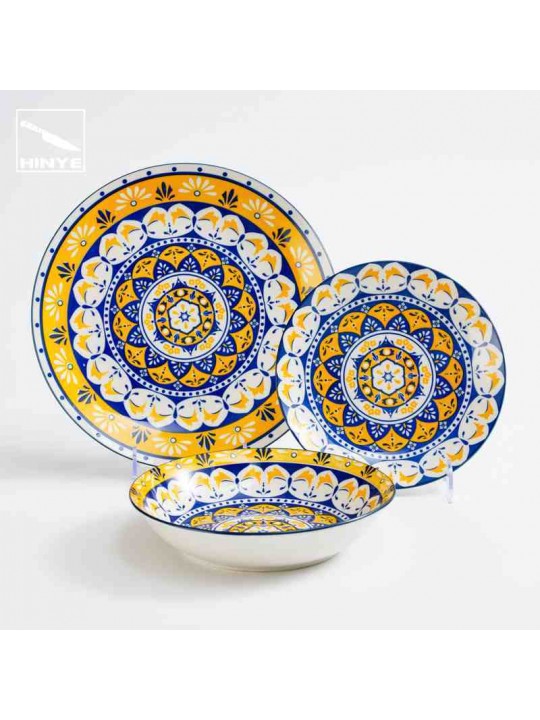 Hinye-Bohemian style yellow printed tableware