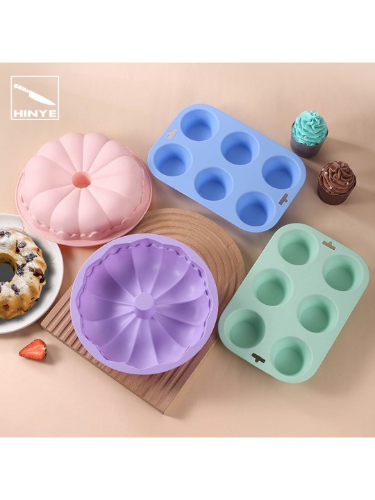 Hinye-DIY Cake Molds High-Temperature Resistant Oven Pumpkin/Six-Hole 