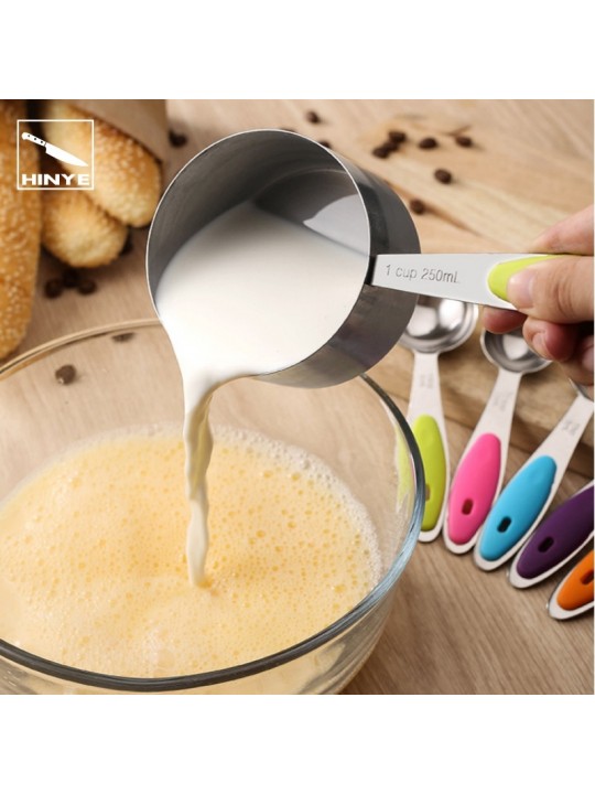 Hinye-Baking Measuring Spoons and Cups Stainless Steel with Silicone H