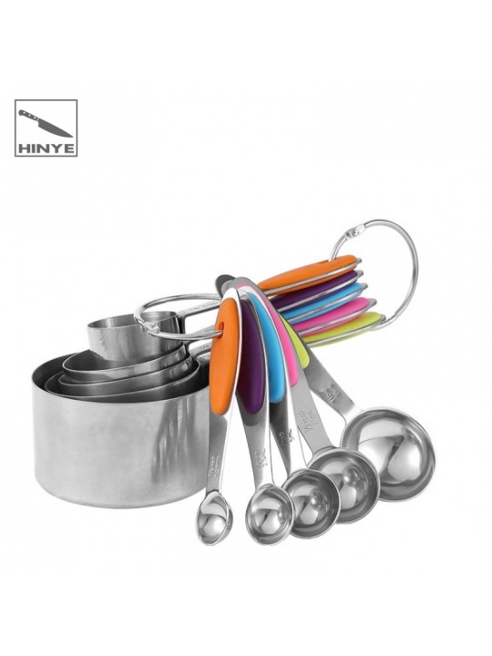 Hinye-Baking Measuring Spoons and Cups Stainless Steel with Silicone H